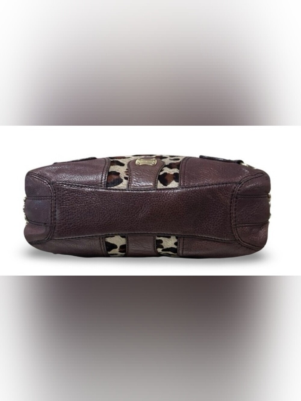 Michael Kors Leopard Print Calf Hair Hobo Bag Brown Leather Shoulder Purse - Picture 8 of 10